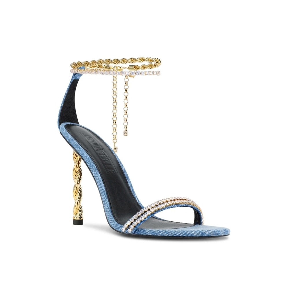 Jennifer LE Rope Chain Sandle Denim Size 9